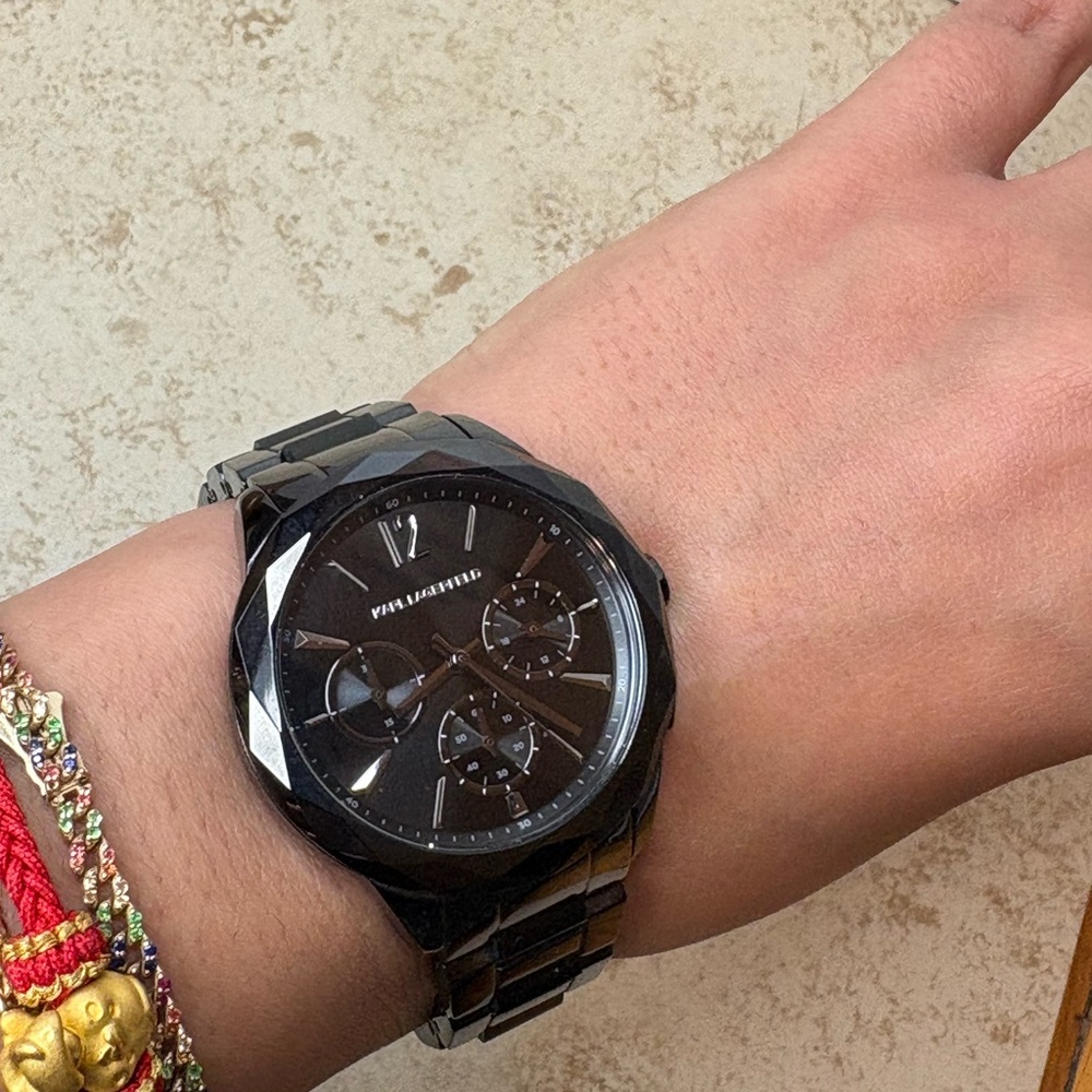 Karl Lagerfeld Black Faceted Watch
